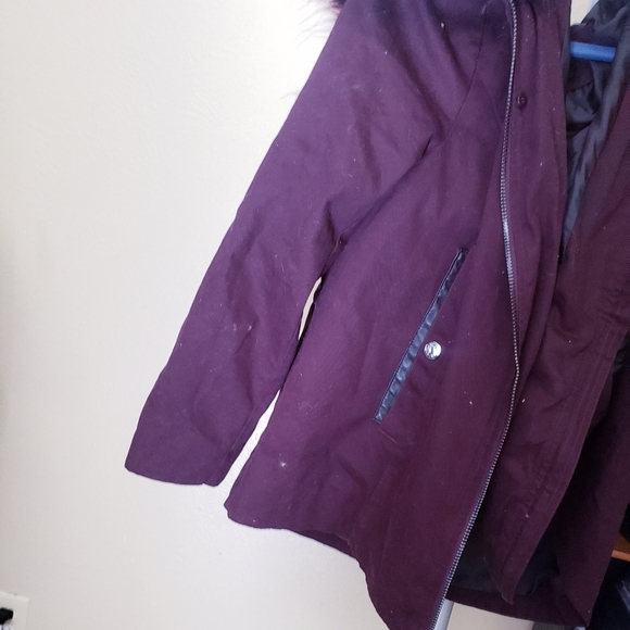 Gianni Bini Purple Fur Hooded Jacket Coat S - Picture 3 of 9